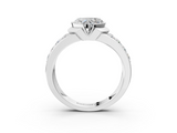 White gold Heart Brilliant Diamond Channel Set Wide Band Ring with Bezel Setting_23
