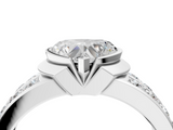 White gold Heart Brilliant Diamond Channel Set Wide Band Ring with Bezel Setting_24