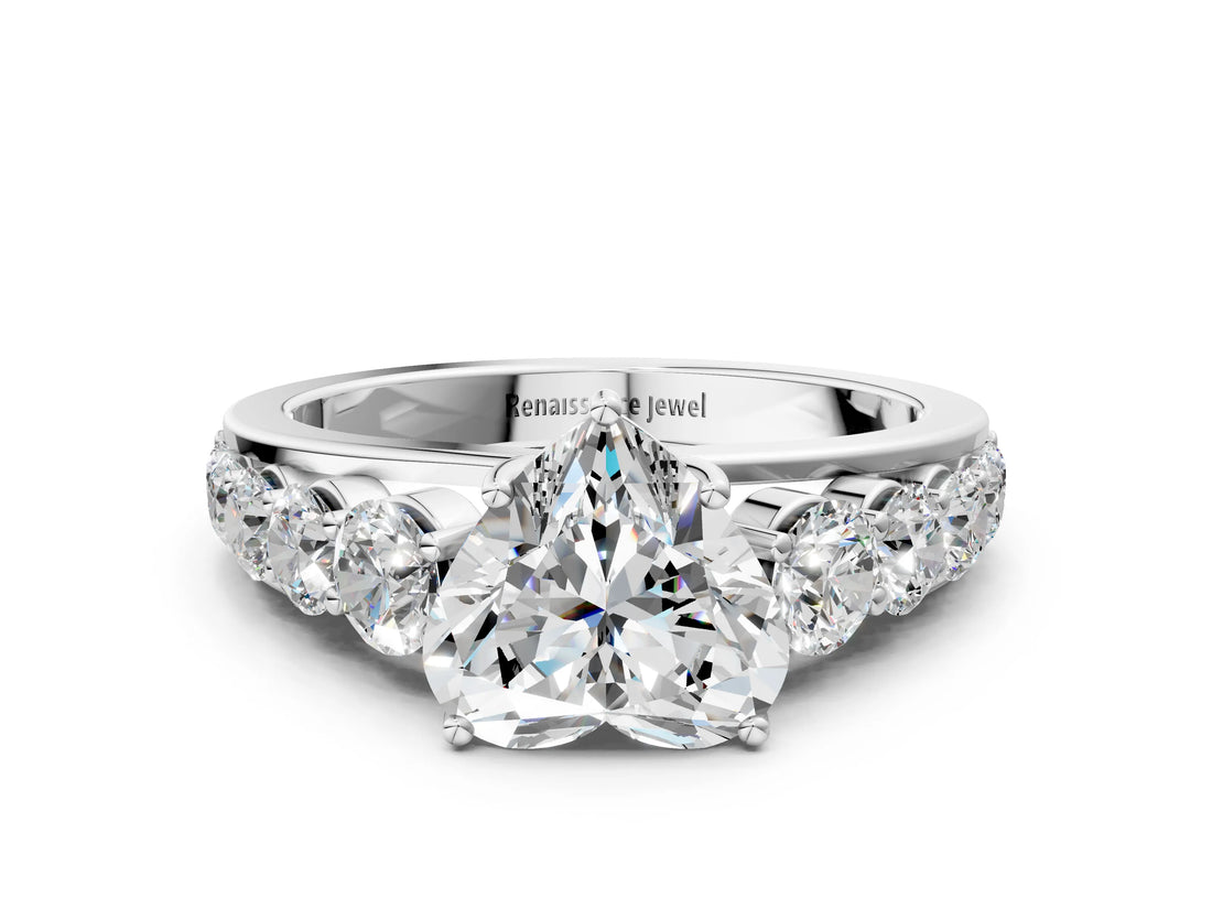 White gold Heart Brilliant Diamond Pavé Band with Six-Prong Setting_3