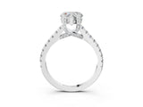 White gold Heart Brilliant Diamond Solitaire with Pavé Band and Four-Prong Setting 5