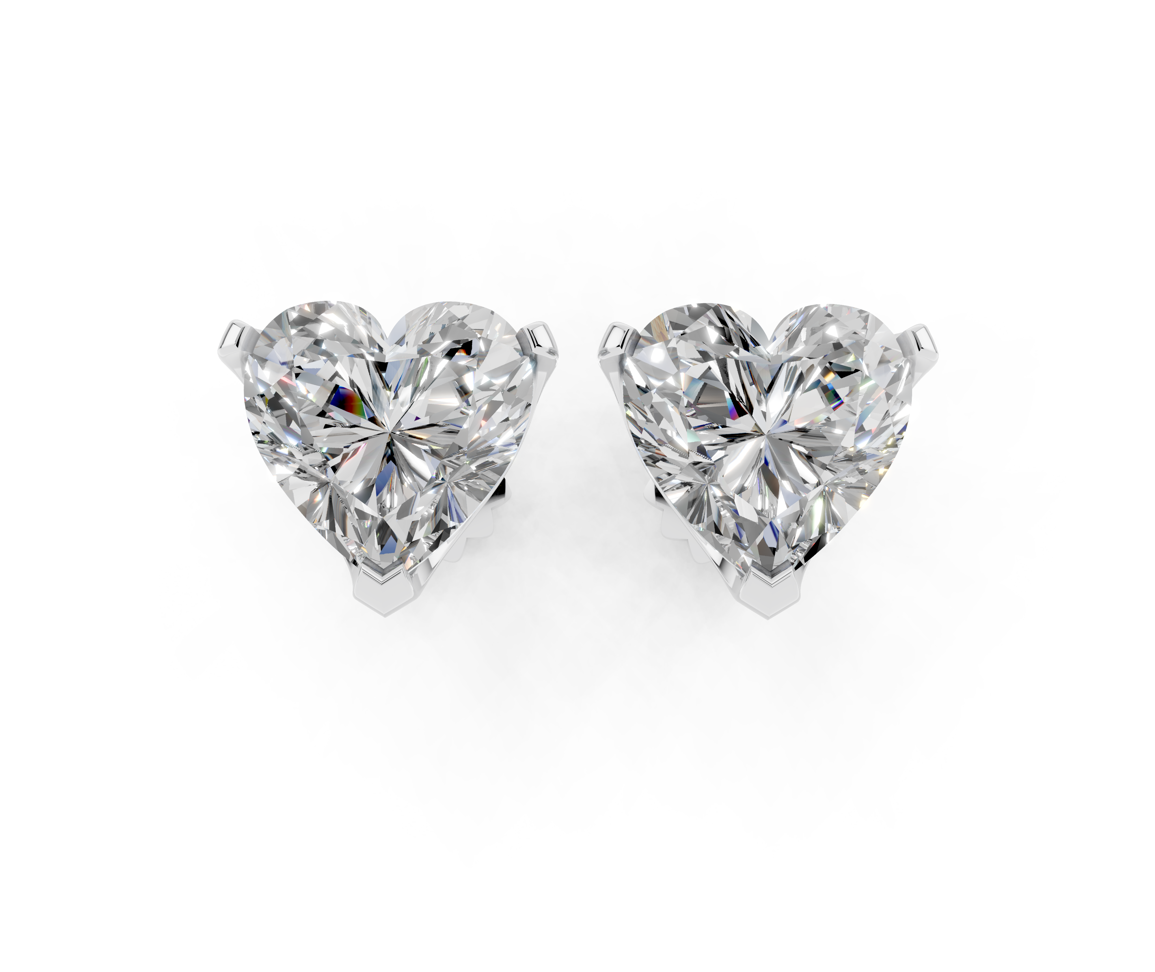 White gold Heart Brilliant Diamond Stud Earrings 1