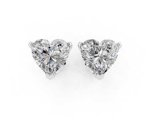 White gold Heart Brilliant Diamond Stud Earrings 1
