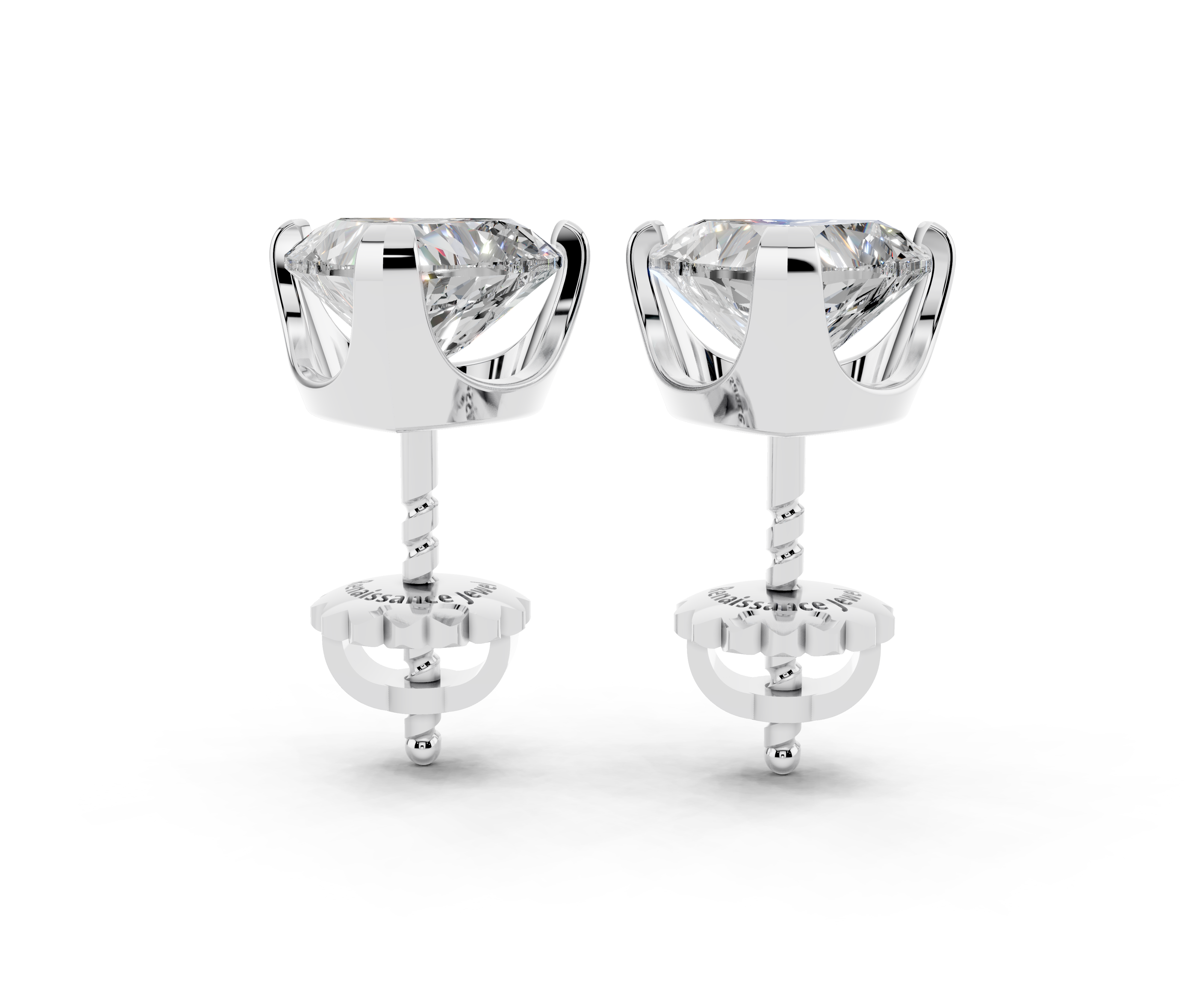 White gold Heart Brilliant Diamond Stud Earrings 2
