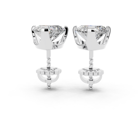 White gold Heart Brilliant Diamond Stud Earrings 2
