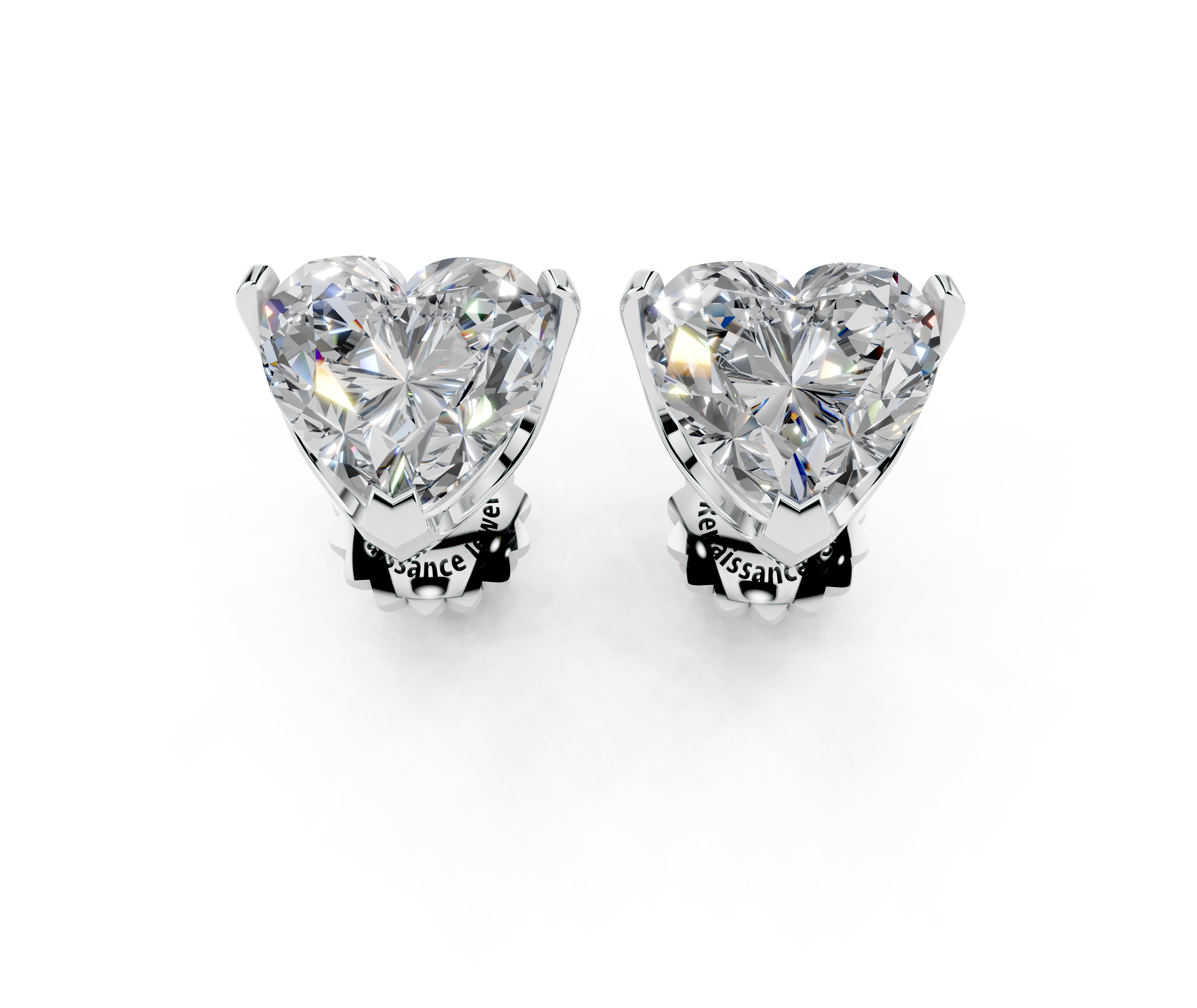 White gold Heart Brilliant Diamond Stud Earrings