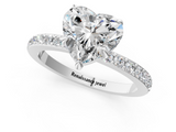 White gold Heart Brilliant Pavé Band Solitaire with Four-Prong Setting_45