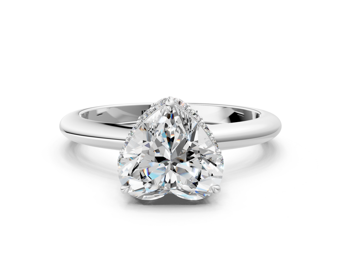 White gold Heart Brilliant Solitaire Engagement Ring with Six-Prong Setting and Classic Band_20
