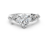 White gold Heart Brilliant Solitaire with Leaf Motif Band and Four-Prong Setting_64