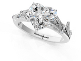 White gold Heart Brilliant Solitaire with Leaf Motif Band and Four-Prong Setting_65