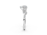 White gold Heart Brilliant Solitaire with Leaf Motif Band and Four-Prong Setting_66
