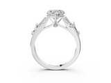 White gold Heart Brilliant Solitaire with Leaf Motif Band and Four-Prong Setting_67