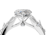 White gold Heart Brilliant Solitaire with Leaf Motif Band and Four-Prong Setting_70