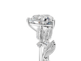 White gold Heart Brilliant Solitaire with Leaf Motif Band and Four-Prong Setting_71