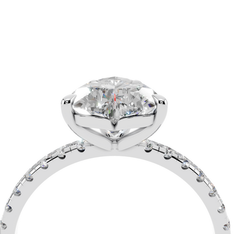 White gold Heart Brilliant Solitaire with Pavé Band and Four-Prong Setting_12
