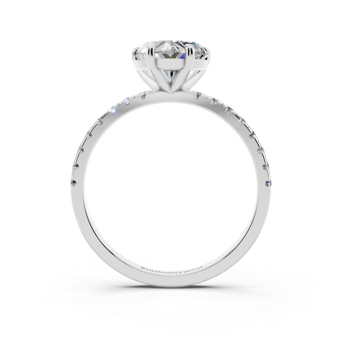 White gold Heart Brilliant Solitaire with Pavé Band and Four-Prong Setting_26