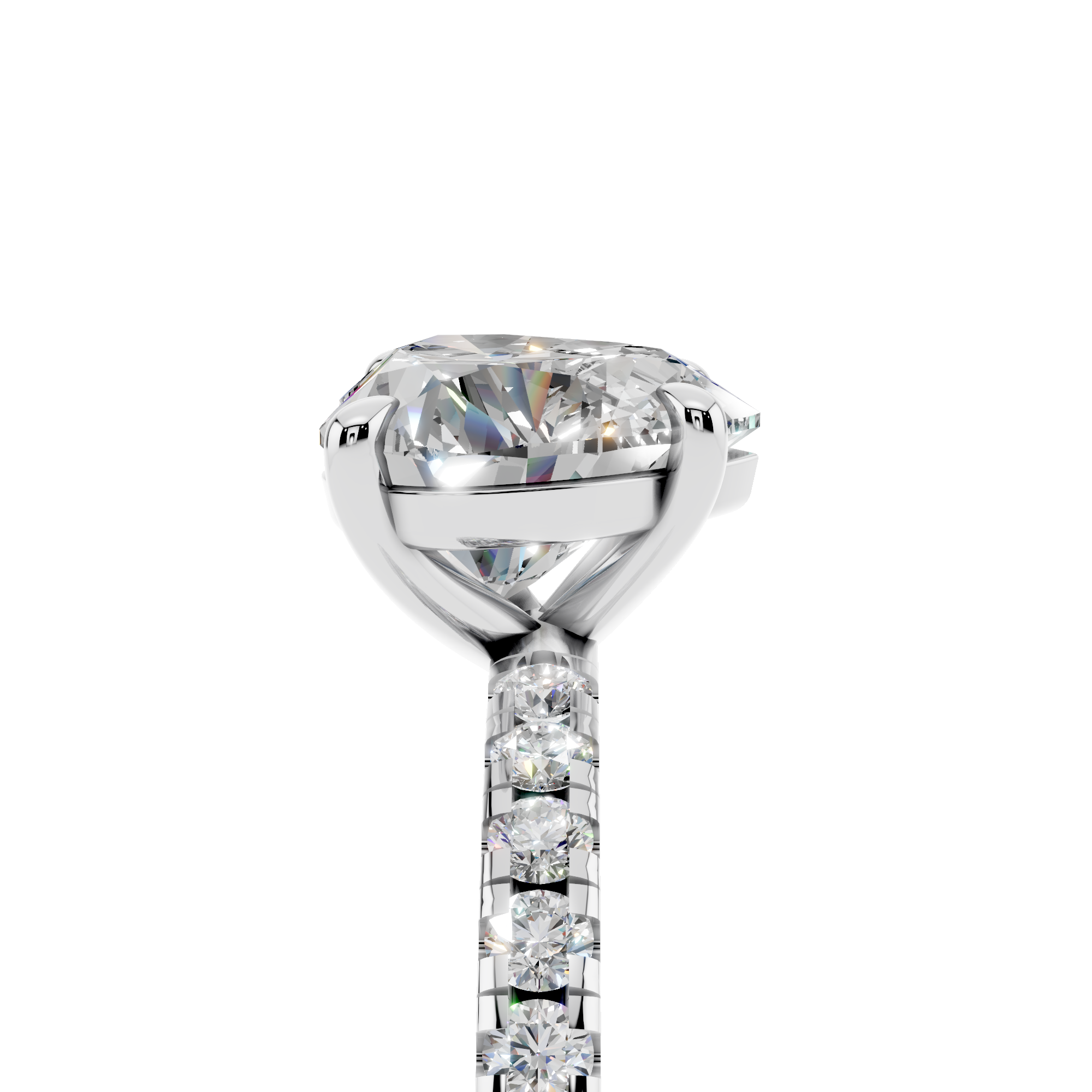 White gold Heart Brilliant Solitaire with Pavé Band and Four-Prong Setting_28