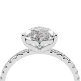 White gold Heart Brilliant Solitaire with Pavé Band and Four-Prong Setting_29