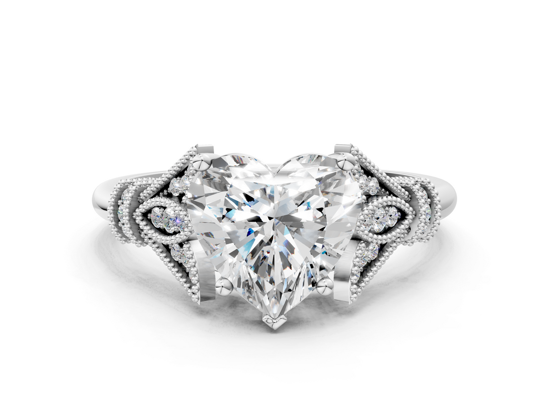 White gold Heart Brilliant Solitaire with Pave Band and Four-Prong Setting_20