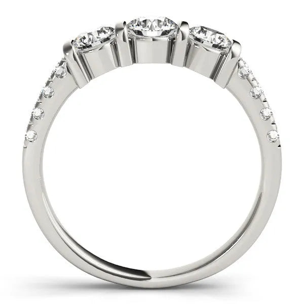 White gold Heart Brilliant Trilogy Channel Set Diamond Ring with Bar Prongs
