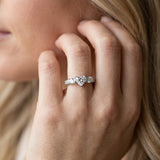 White gold Heart Brilliant Trilogy Channel Set Diamond Ring with Bar Prongs_8