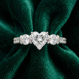 White gold Heart Brilliant Trilogy Channel Set Diamond Ring with Bar Prongs_9