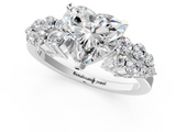 White gold Heart Cluster Diamond Engagement Ring with Pavé Band and Four-Prong Setting_67