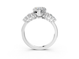 White gold Heart Cluster Diamond Engagement Ring with Pavé Band and Four-Prong Setting_69