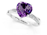 White gold Heart Cut Amethyst Engagement Ring with Side Stone Accents and Four-Prong Setting_73