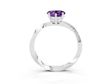 White gold Heart Cut Amethyst Engagement Ring with Side Stone Accents and Four-Prong Setting_75