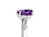 White gold Heart Cut Amethyst Engagement Ring with Side Stone Accents and Four-Prong Setting_77