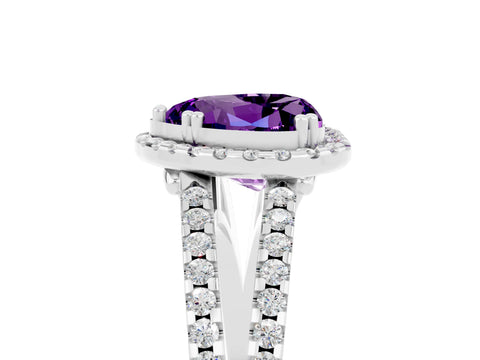 White gold Heart Cut Amethyst Halo Split Shank Engagement Ring_17