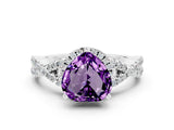 White gold Heart Cut Amethyst  Halo Twist Band Solitaire Prong Setting Ring_48