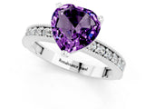 White gold Heart Cut Amethyst Milgrain Pavé Engagement Ring with Four-Prong Setting_13
