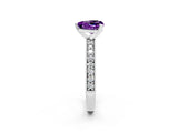 White gold Heart Cut Amethyst Milgrain Pavé Engagement Ring with Four-Prong Setting_14