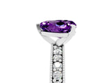 White gold Heart Cut Amethyst Milgrain Pavé Engagement Ring with Four-Prong Setting_17