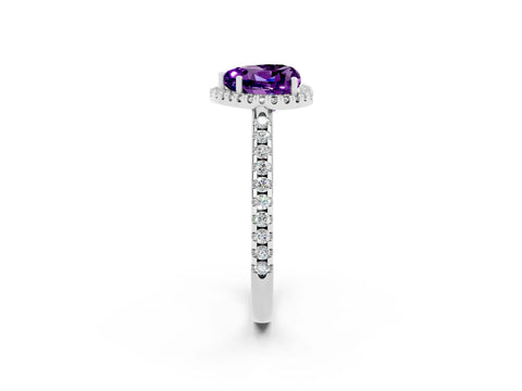 White gold Heart Cut Amethyst Pavé Halo Ring with Four-Prong Setting_14