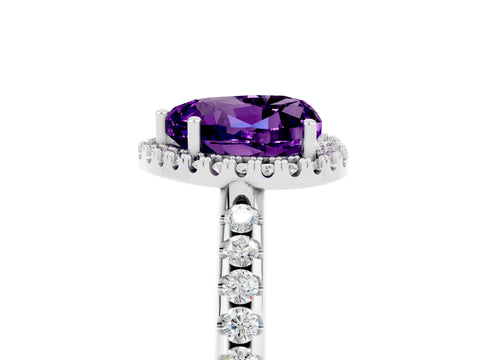 White gold Heart Cut Amethyst Pavé Halo Ring with Four-Prong Setting_17
