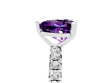White gold Heart Cut Amethyst Pavé Solitaire Ring with Round Band and Prong Setting_41