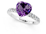 White gold Heart Cut Amethyst Pave Band Solitaire Ring with Four-Prong Setting_25