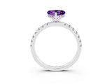 White gold Heart Cut Amethyst Pave Band Solitaire Ring with Four-Prong Setting_27