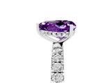 White gold Heart Cut Amethyst Pave Band Solitaire Ring with Four-Prong Setting_29