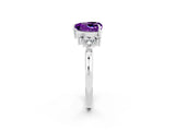 White gold Heart Cut Amethyst Ring with Side Stones and Four-Prong Setting_38