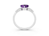 White gold Heart Cut Amethyst Ring with Side Stones and Four-Prong Setting_39