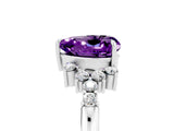 White gold Heart Cut Amethyst Ring with Side Stones and Four-Prong Setting_41