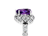 White gold Heart Cut Amethyst Scalloped Halo Engagement Ring with Round Shared Prong Band_29