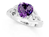 White gold Heart Cut Amethyst Solitaire Celtic Knot Ring with Four-Prong Setting_13