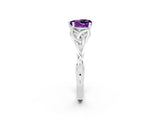 White gold Heart Cut Amethyst Solitaire Celtic Knot Ring with Four-Prong Setting_14