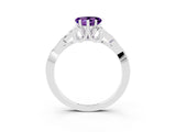 White gold Heart Cut Amethyst Solitaire Celtic Knot Ring with Four-Prong Setting_15