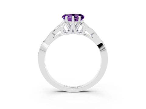 White gold Heart Cut Amethyst Solitaire Celtic Knot Ring with Four-Prong Setting_15