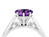 White gold Heart Cut Amethyst Solitaire Engagement Ring with Cathedral Setting and Four-Prong Mount_10